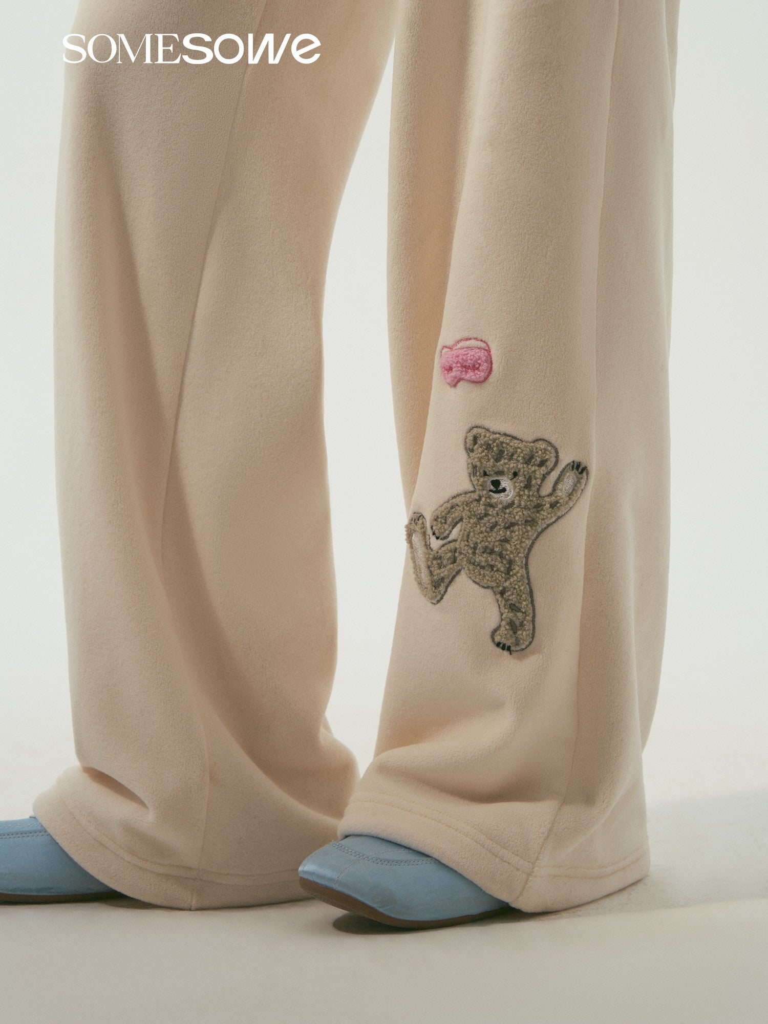SOMESOWE S2509001&amp;S2509002 Goodnight teddy bear embroidered hooded sweatshirt+sweatpants