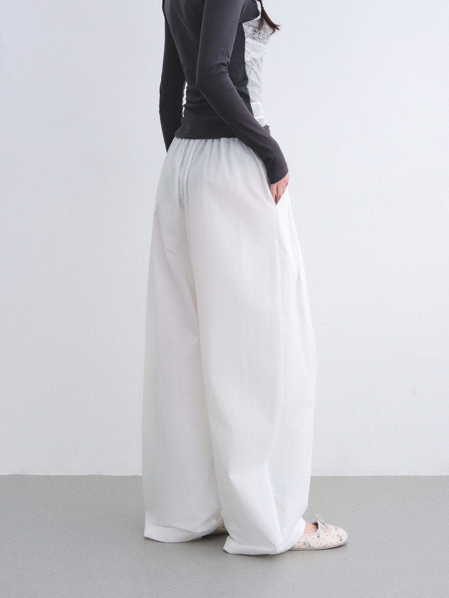 AsGony ASG26006 Pleated waist curved blade wide-leg suit pants