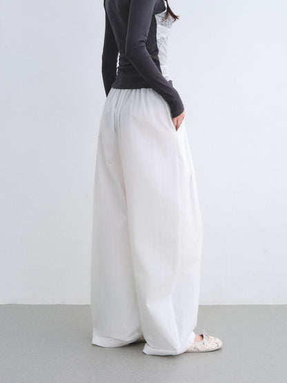 AsGony ASG26006 Pleated waist curved blade wide-leg suit pants