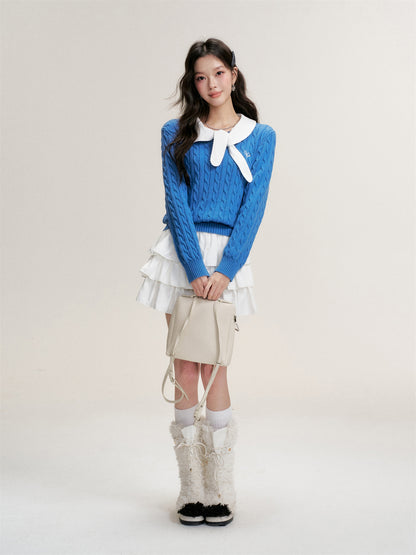 16DEWS 16D25479 Twisted texture pullover knitted top