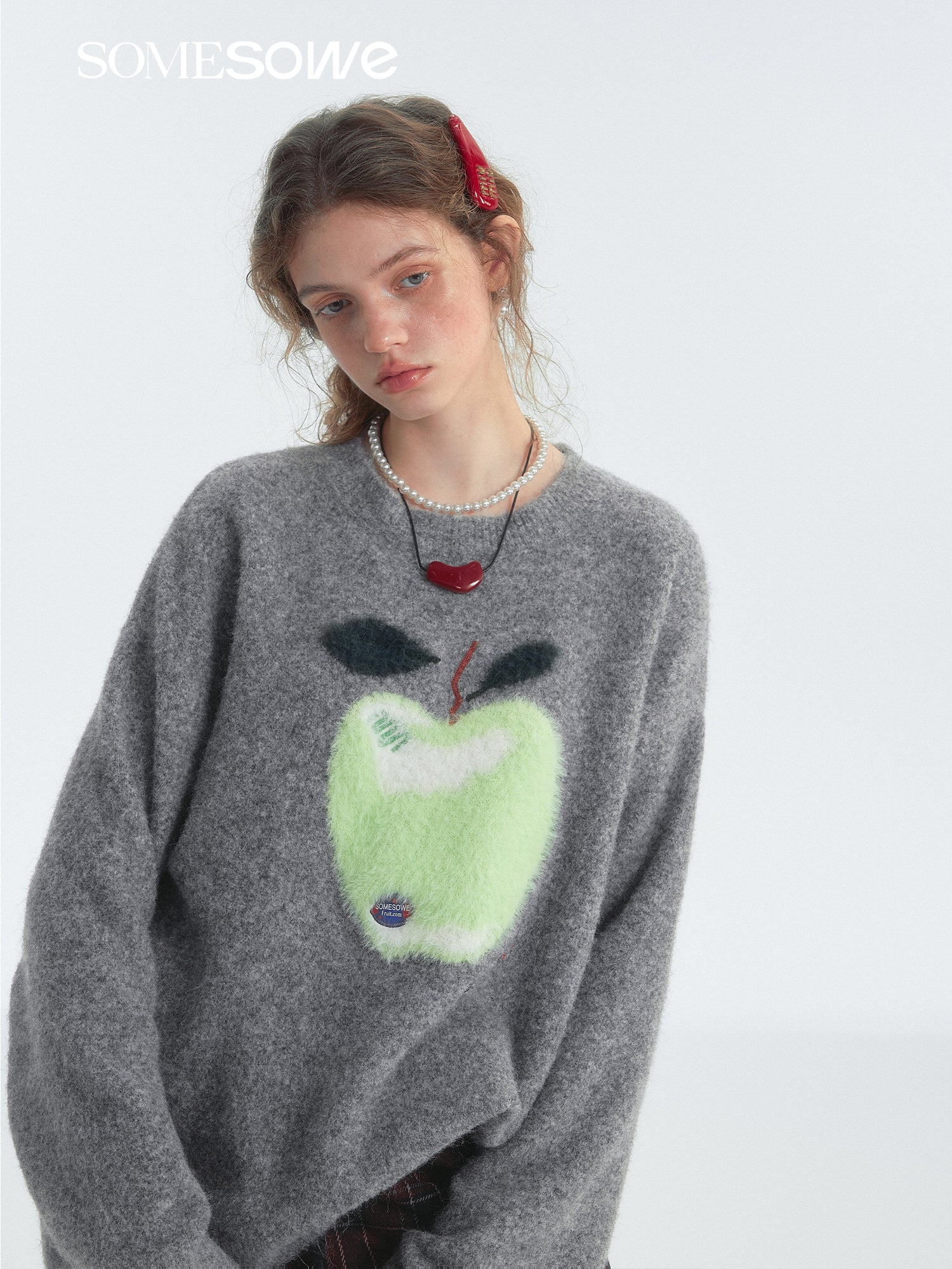 SOMESOWE S2407277 Fun Apple cloud sweater(grey)