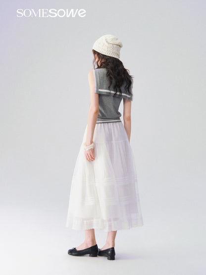 SOMESOWE S2609108 Dreamy white feather flowing cloud gauze skirt