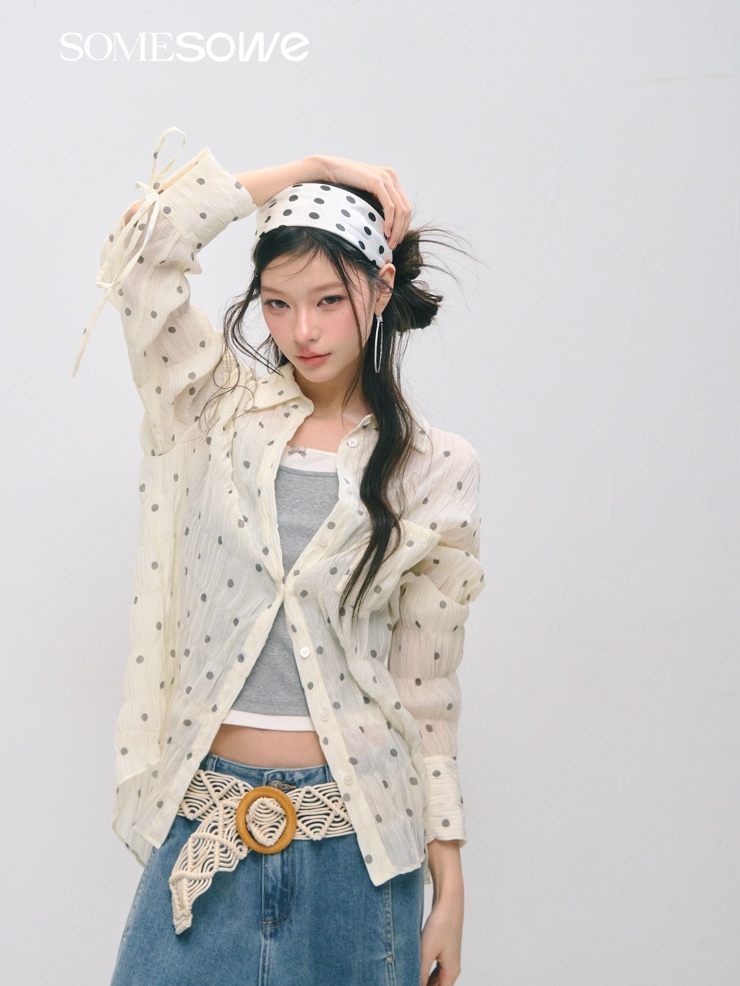 SOMESOWE S2509020 Atmosphere pleated polka dot shirt