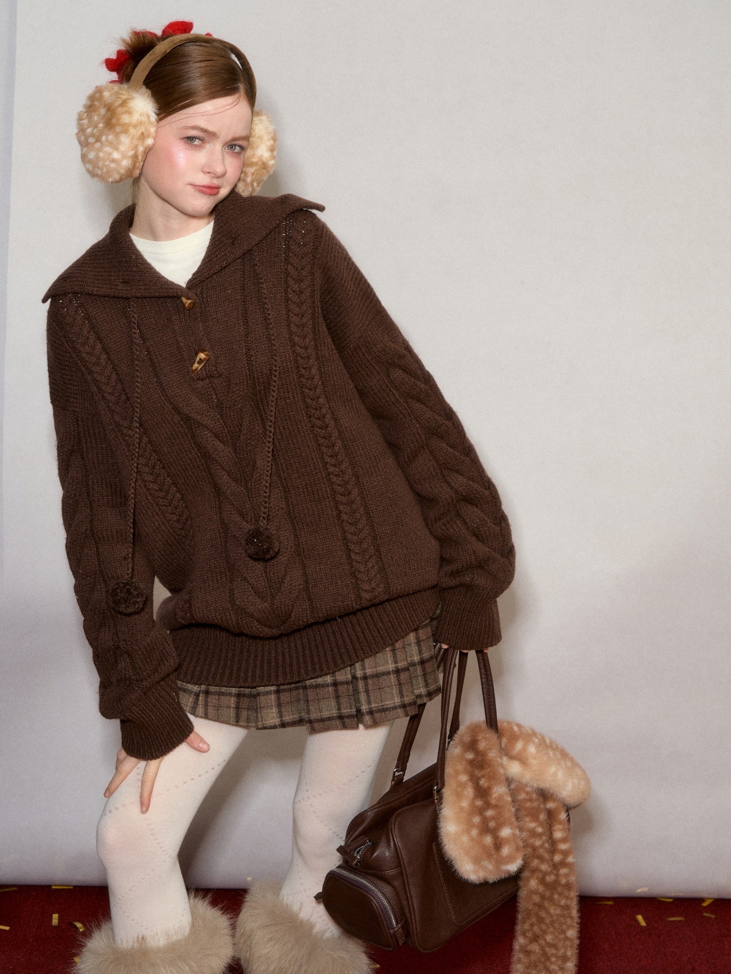 AsGony ASG25633 Warm and cute deer scarf and earmuffs