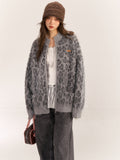 AsGony ASG24550 wool blended loose knitted jacket