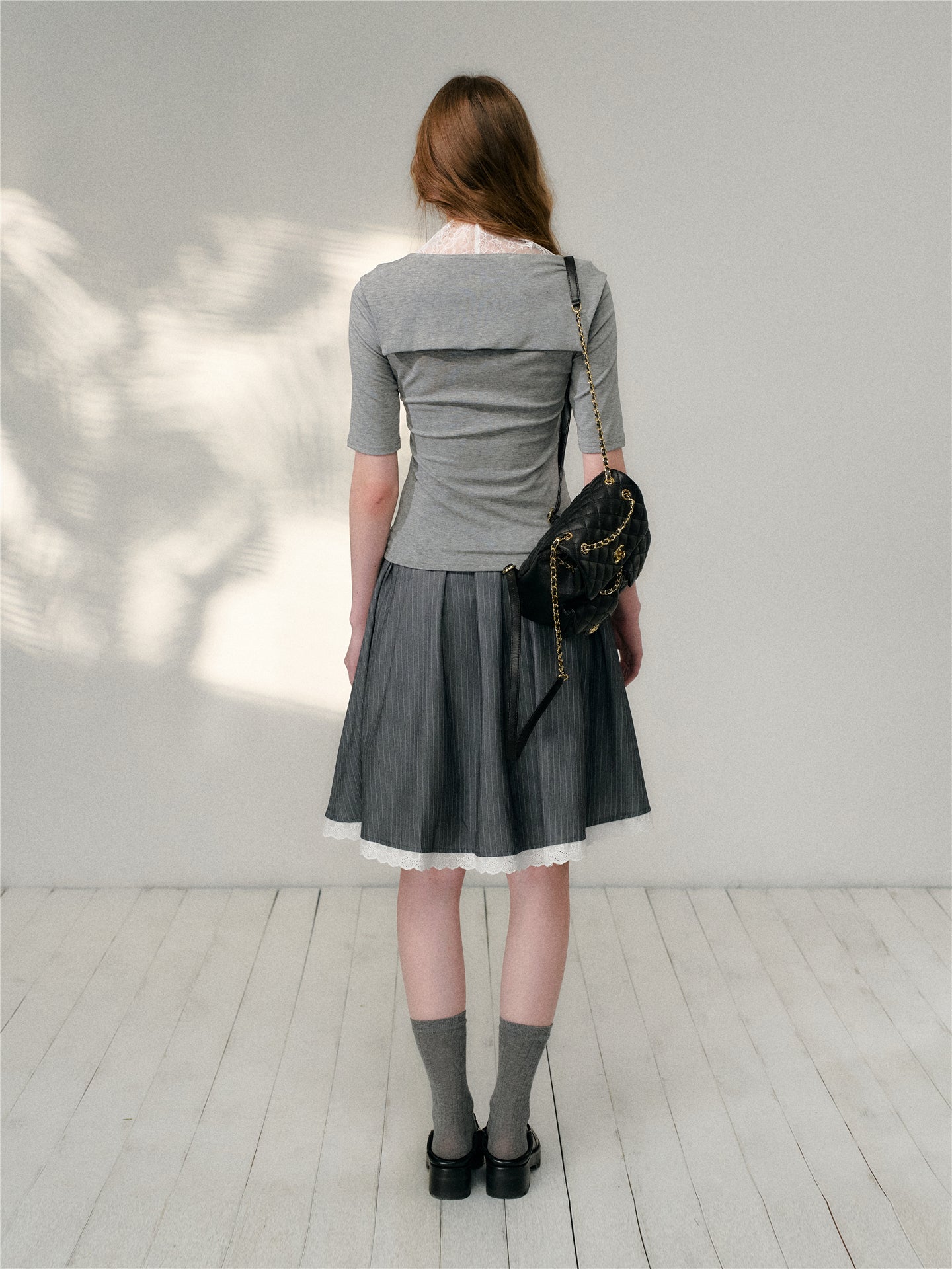 16DEWS 16D26122 Bow stitch mid sleeve top