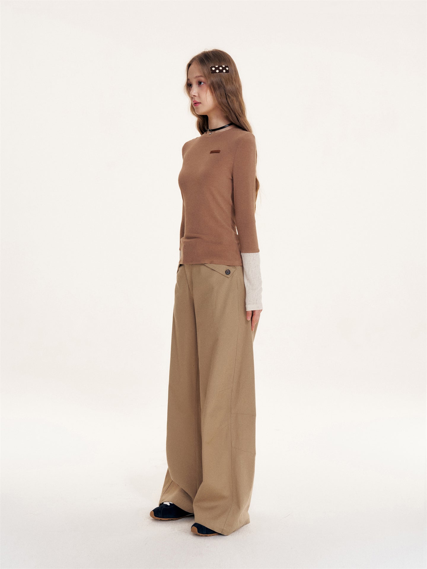 16DEWS 16D25435 Color blocked slim fit base top