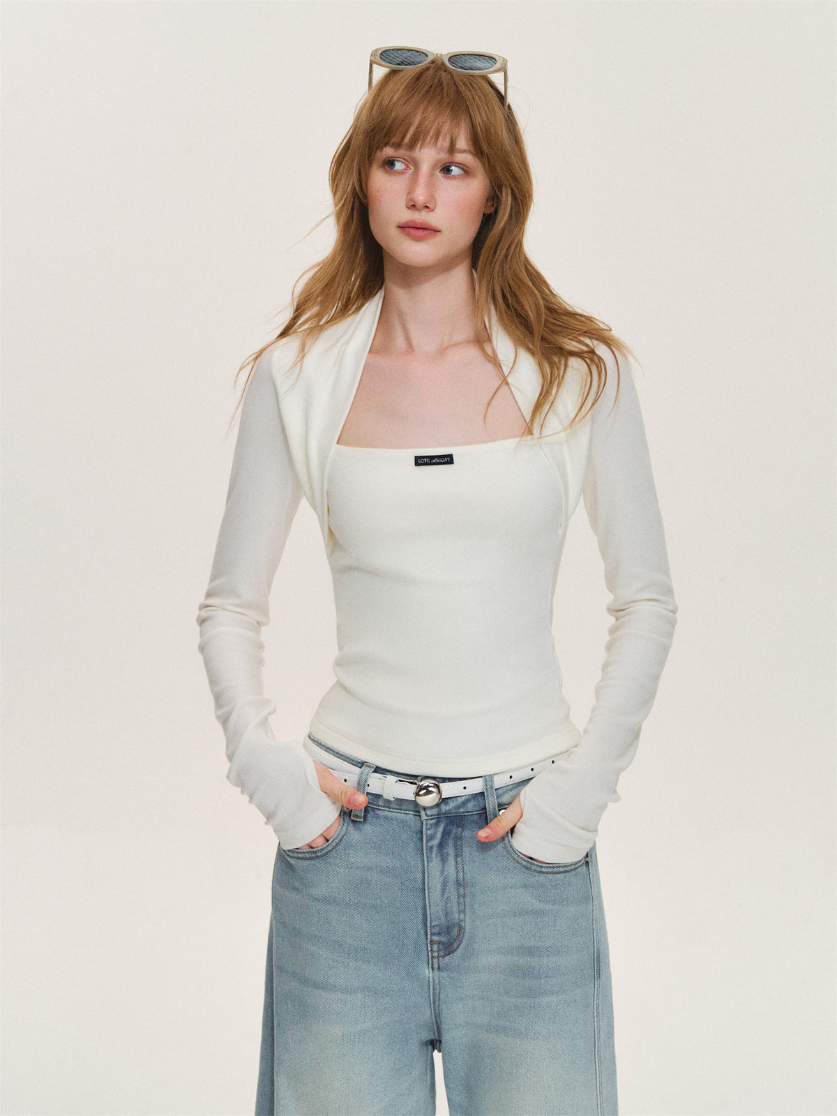 Asgony ASG26612 Faux-Layered Long-Sleeve Top