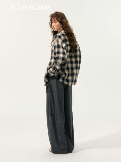 SOMESOWE S2508185 Light punk fringe plaid shirt