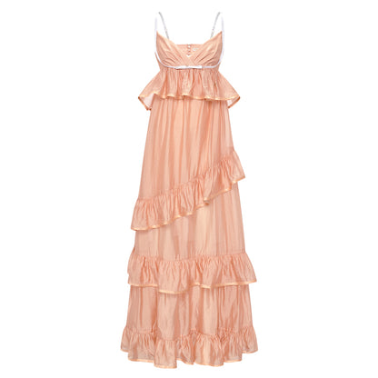 SHEERLUCK SLLYQ25108 Vacation style multi-layer camisole dress (2color)