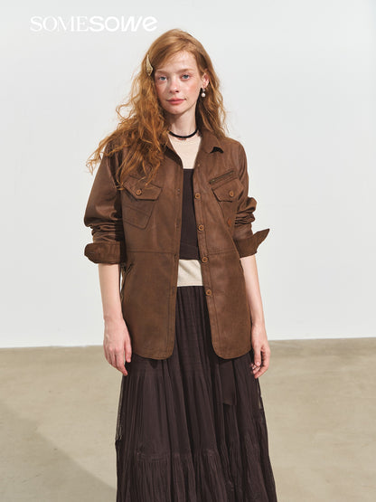 SOMESOWE S2508255 Multi-Pocket Casual Suede Jacket