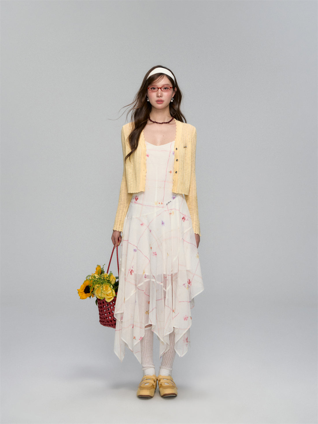 AsGony ASG25160 Chiffon floral irregular camisole dress