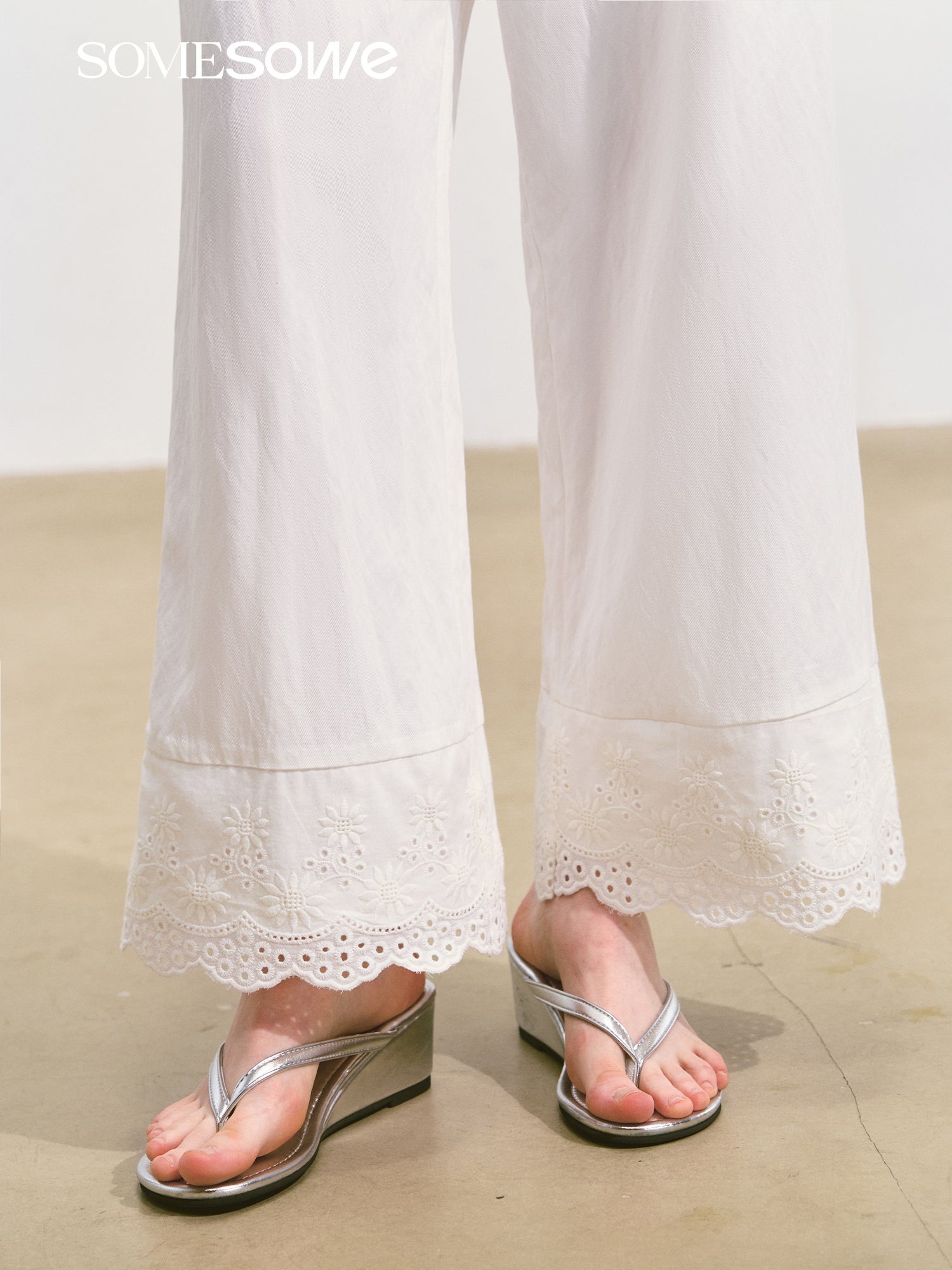 SOMESOWE S2508095 Lace wide leg casual pants