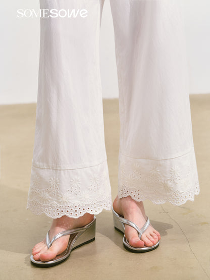 SOMESOWE S2508095 Lace wide leg casual pants
