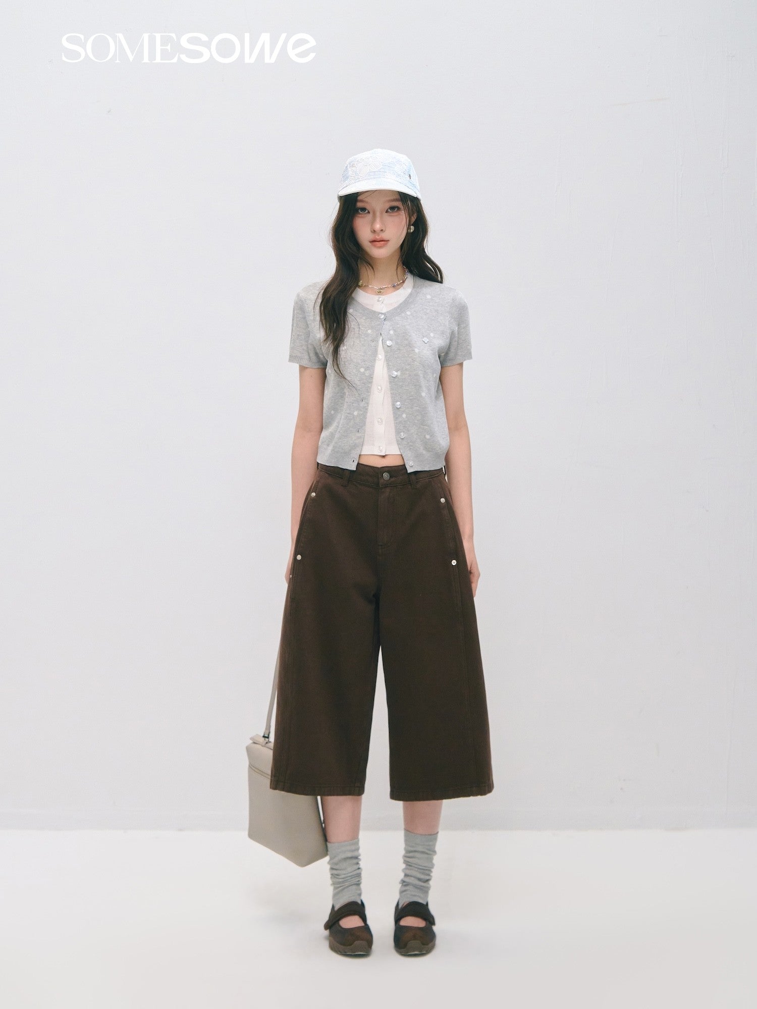 SOMESOWE S2609046 Wave Point Fake Two Knitted Tops