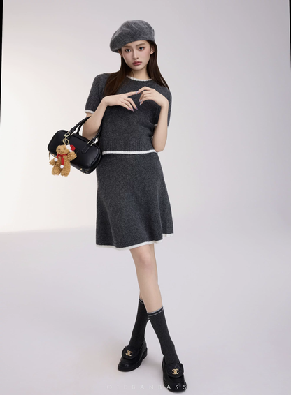 OTEBANBASS Grey Knit Three-Piece Outfit Set