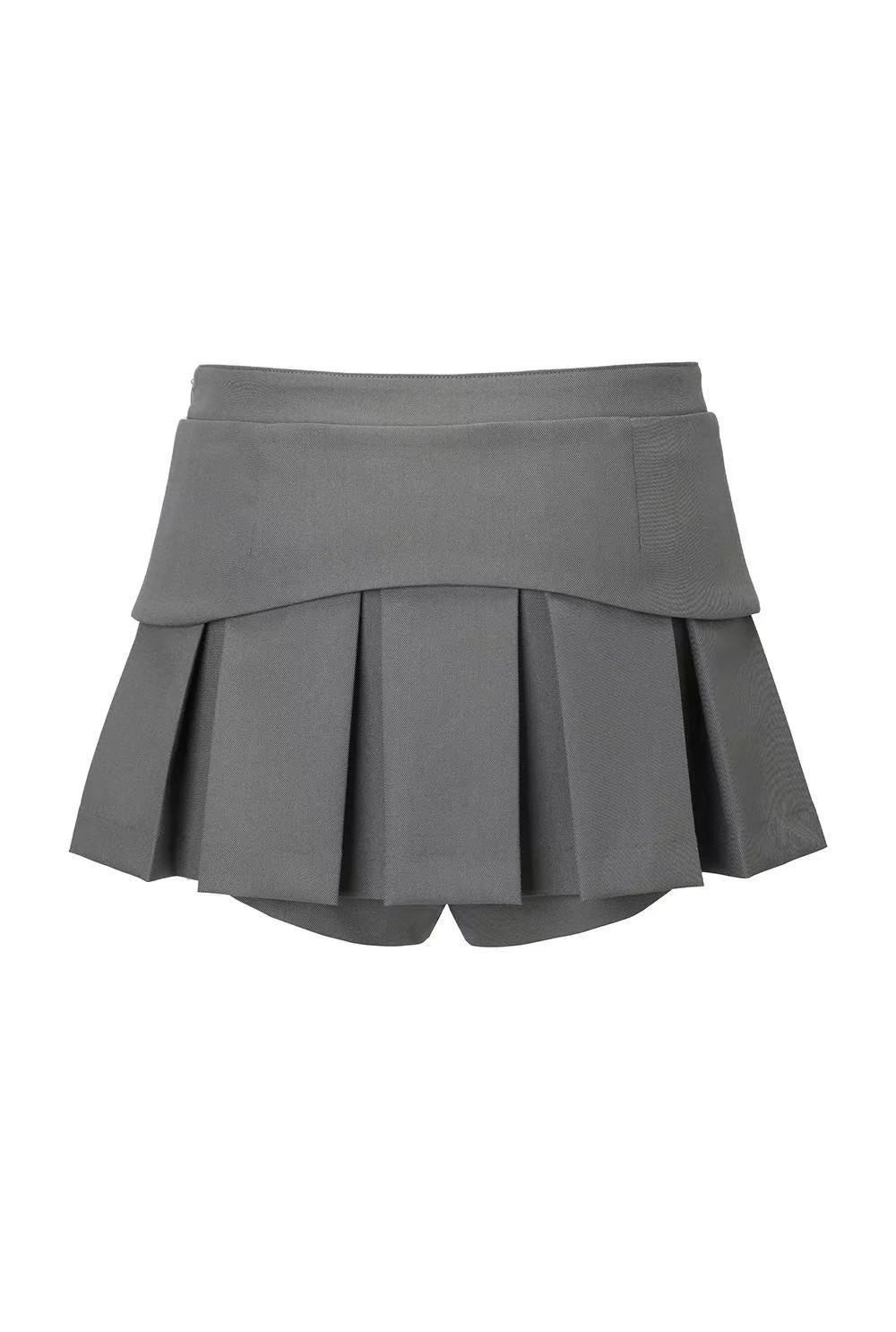 Threetimes Layered belt skirt (2color)