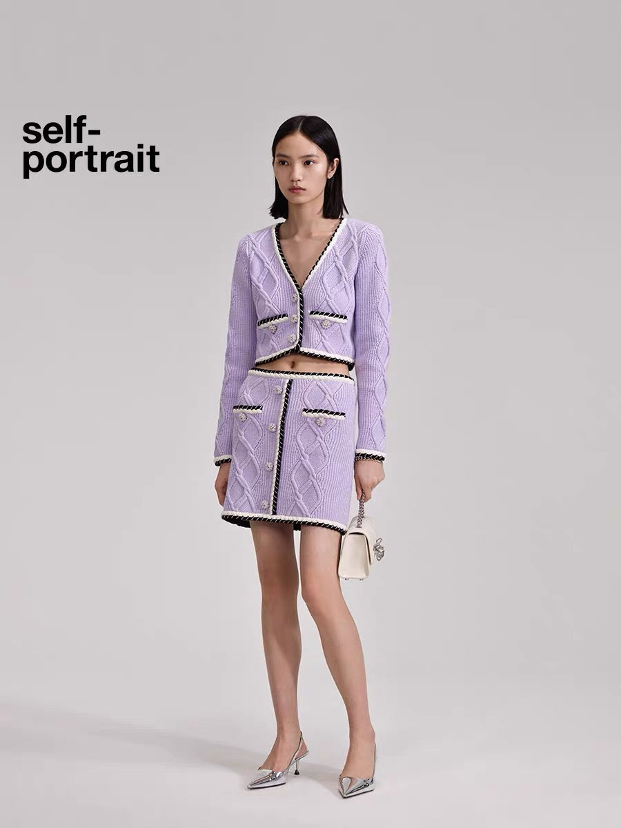 Self-Portrait PURPLE CONTRAST MINI SKIRT