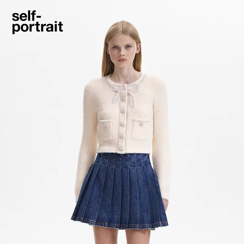 Self-Portrait PEARL BUTTON CARDIGAN