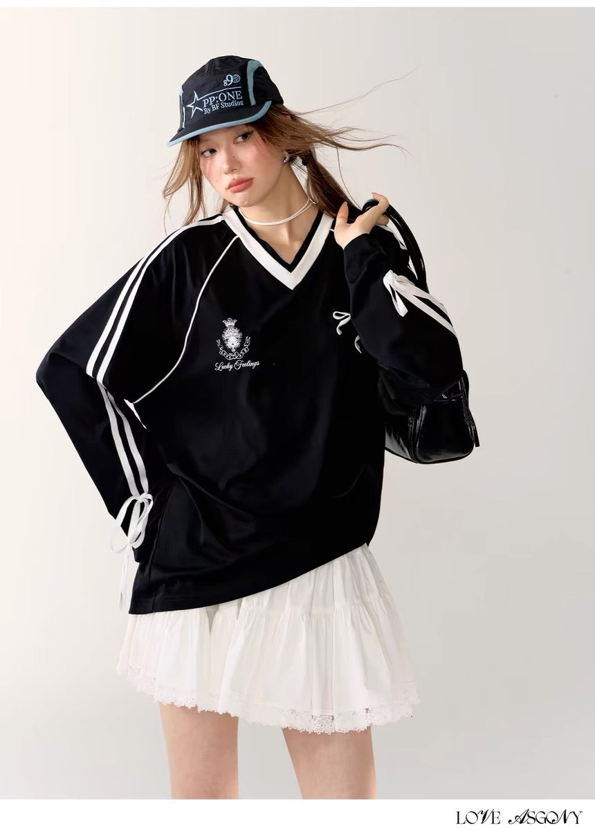 AsGony [Best Seller] 24457Blokette Bow T-shirt (2color)