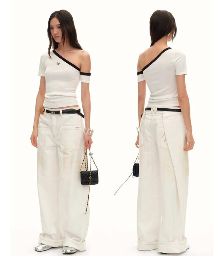 NAWS NAW-T012426 Ice Hem One-shoulder Fitted Top