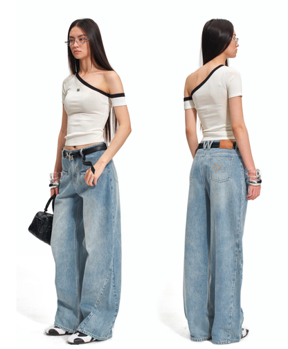 NAWS NAW-T012426 Ice Hem One-shoulder Fitted Top