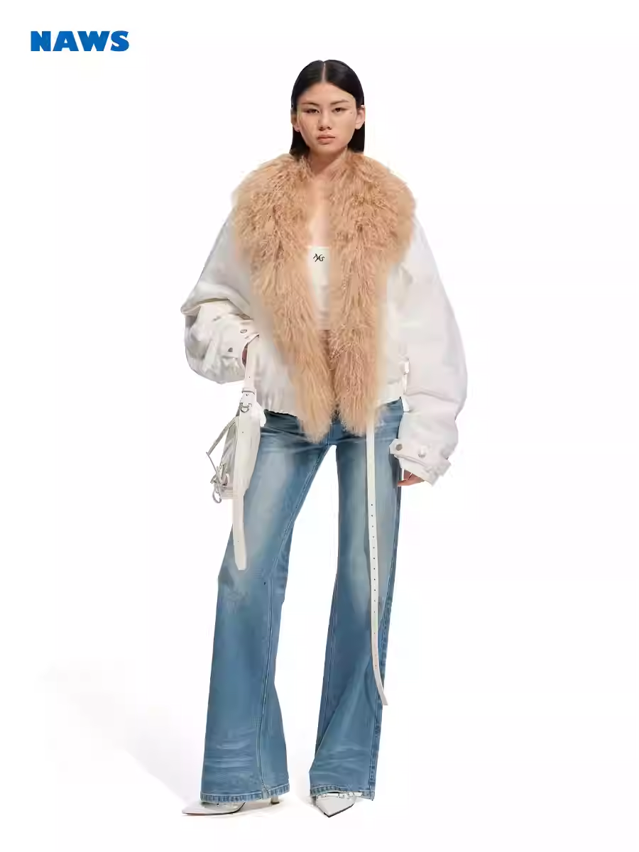 NAWS Polar Collection Down Cotton Jacket with Large Fur Collar