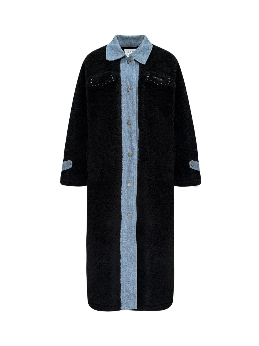 ASGONY [Best Seller] Denim and Fleece Coat(2length)31026 31123