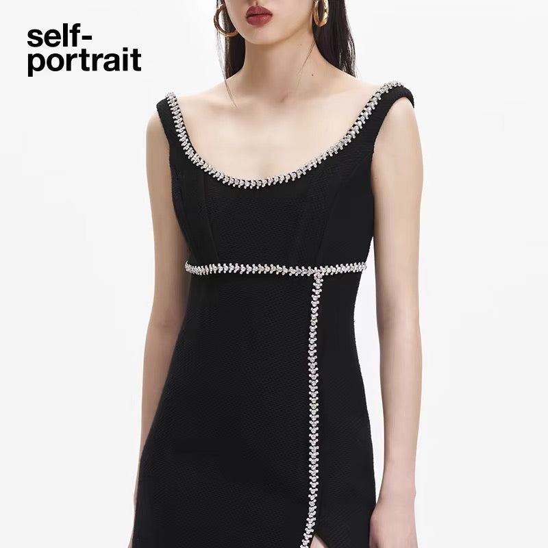 Self-Portrait Black Embellished Mini Dress