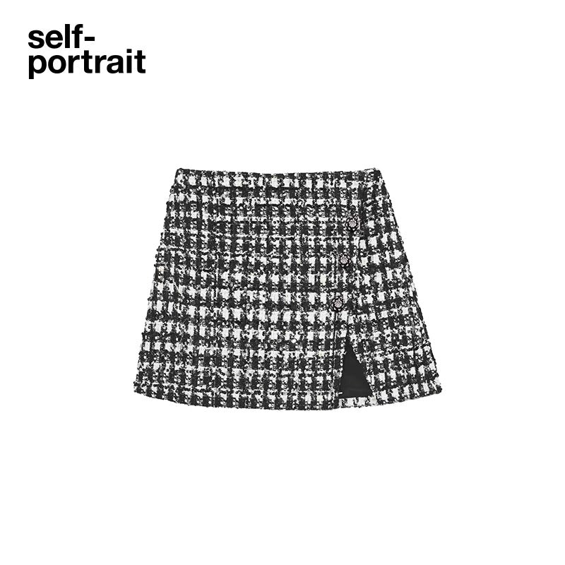 Self-Portrait BOUCLE CONTRAST MINI SKIRT