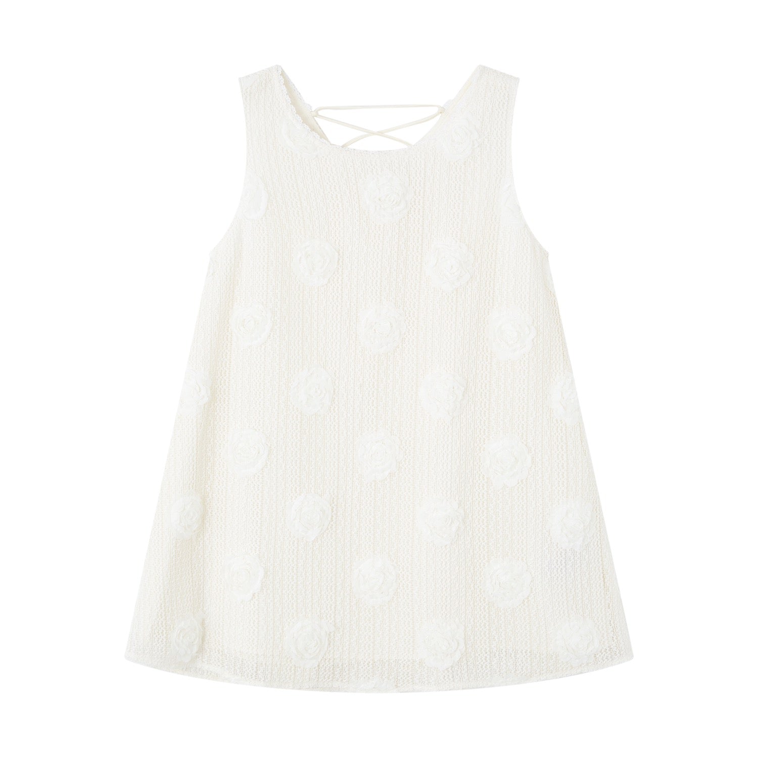 SOMESOWE S2609047 3D floral lace up vest dress