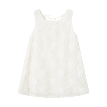 SOMESOWE S2609047 3D floral lace up vest dress