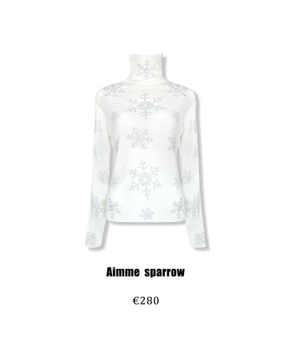 Aimme Sparrow 9007 Snowflake pressed diamond high neck top(2color)