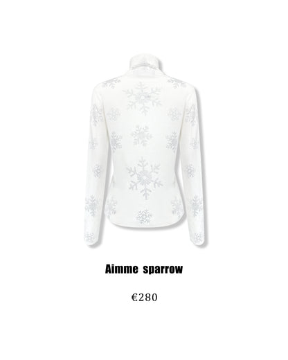 Aimme Sparrow 9007 Snowflake pressed diamond high neck top(2color)