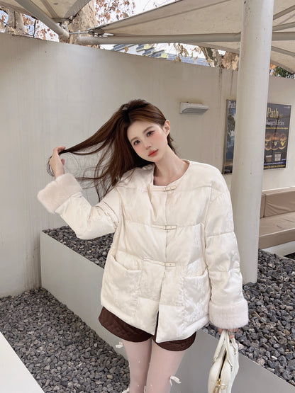 Aimme Sparrow 9059/9056 Neo-Chinese embroidered down jacket+brown shorts