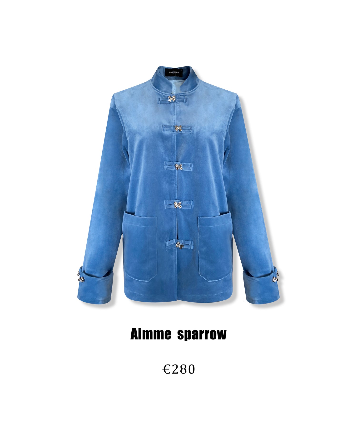 Aimme Sparrow 9077 Neo-Chinese blue velvet jacket