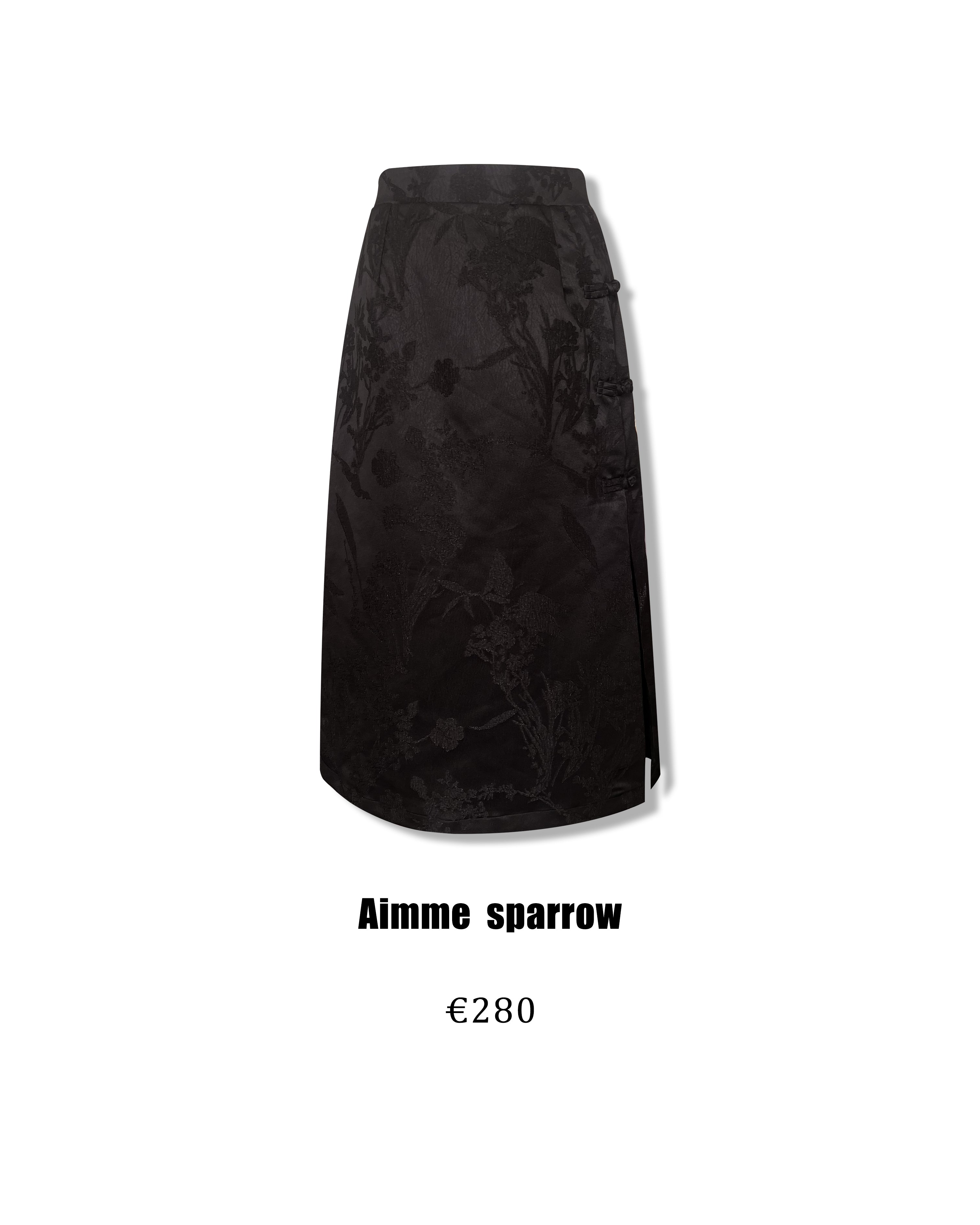 Aimme Sparrow 9076/9079 Black sequin leaf texture top+skirt