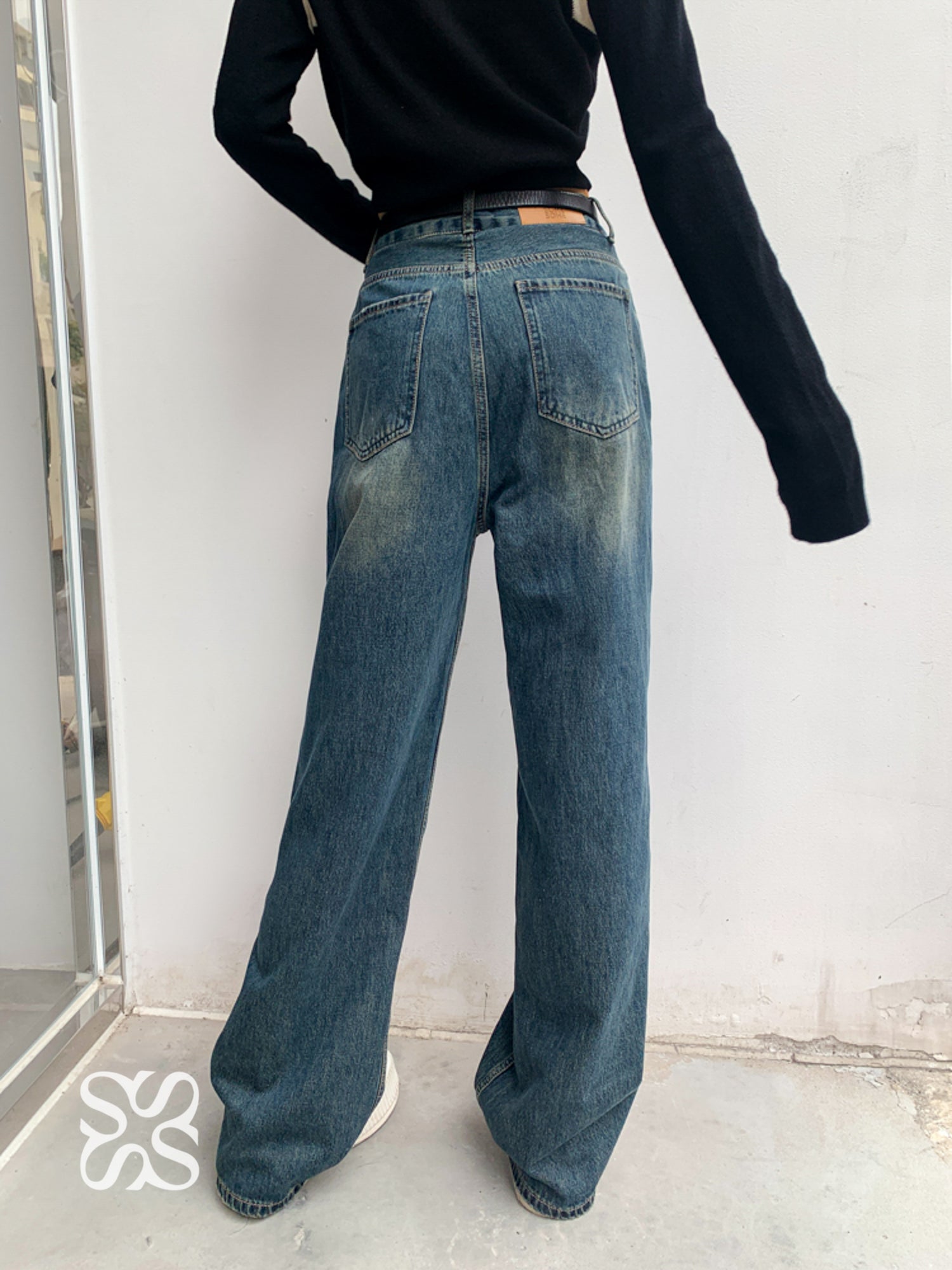 SOMESOWE S2205223 90s vintage draping jeans (with fleece)