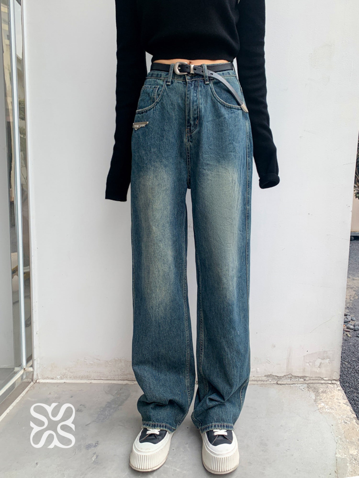 SOMESOWE S2205223 90s vintage draping jeans (with fleece)