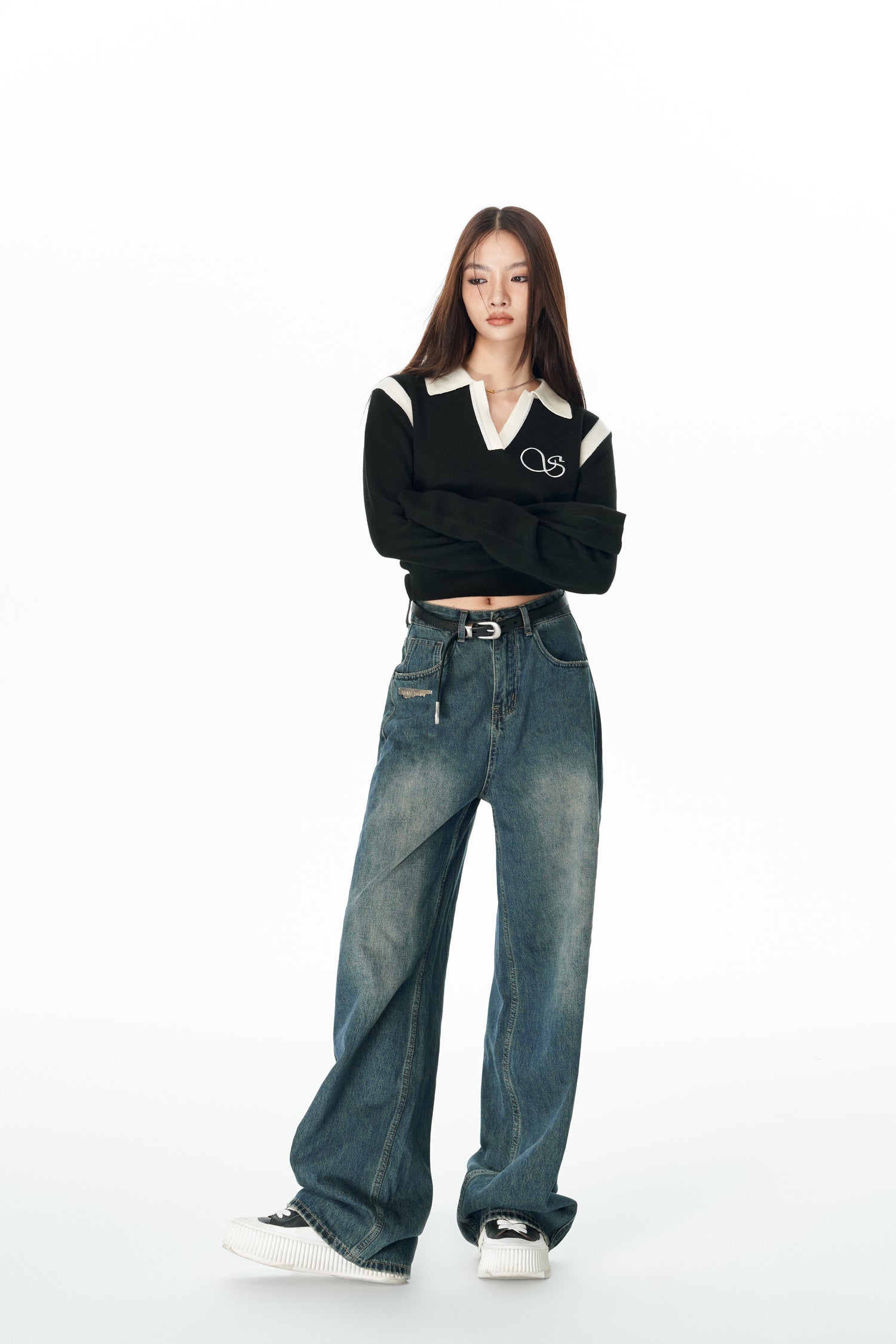 SOMESOWE S2205223 90s vintage draping jeans (with fleece)