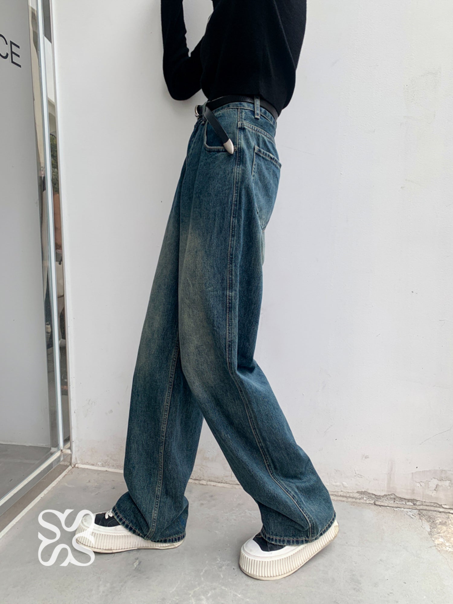 SOMESOWE S2205223 90s vintage draping jeans (with fleece)