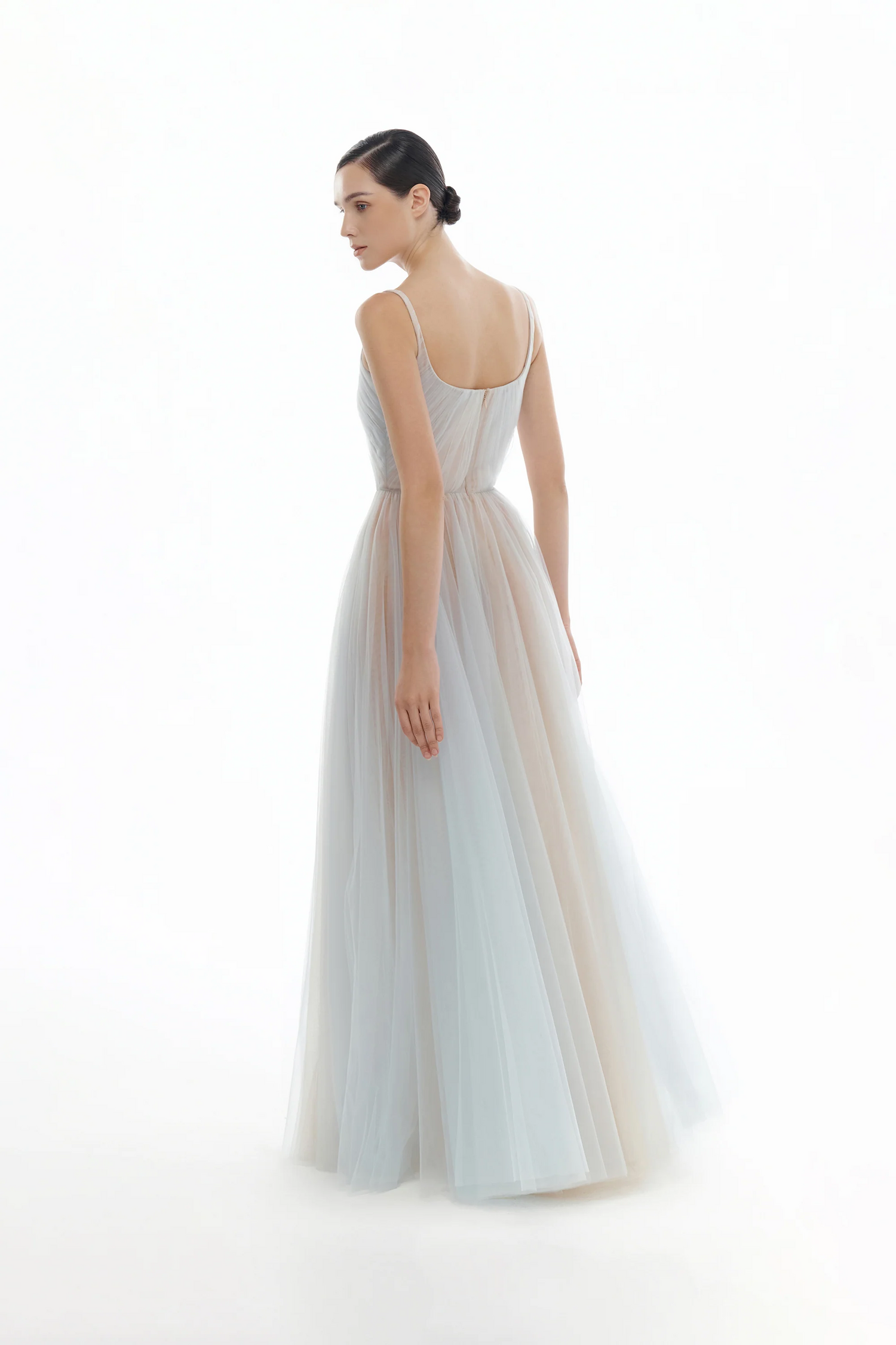 Montsand Blue Draped Tulle  Dress