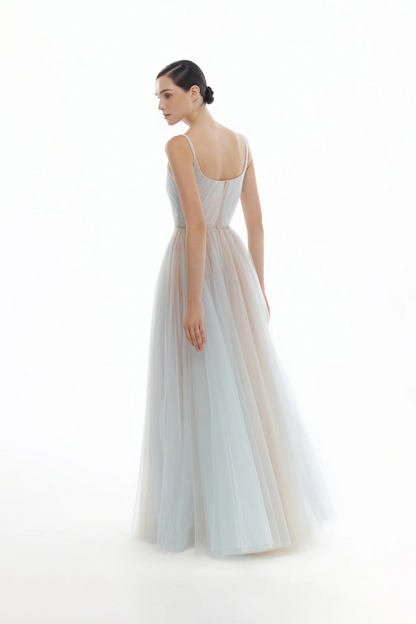 Montsand Blue Draped Tulle  Dress
