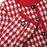Self-Portrait Red Check Boucle Cropped Jacket