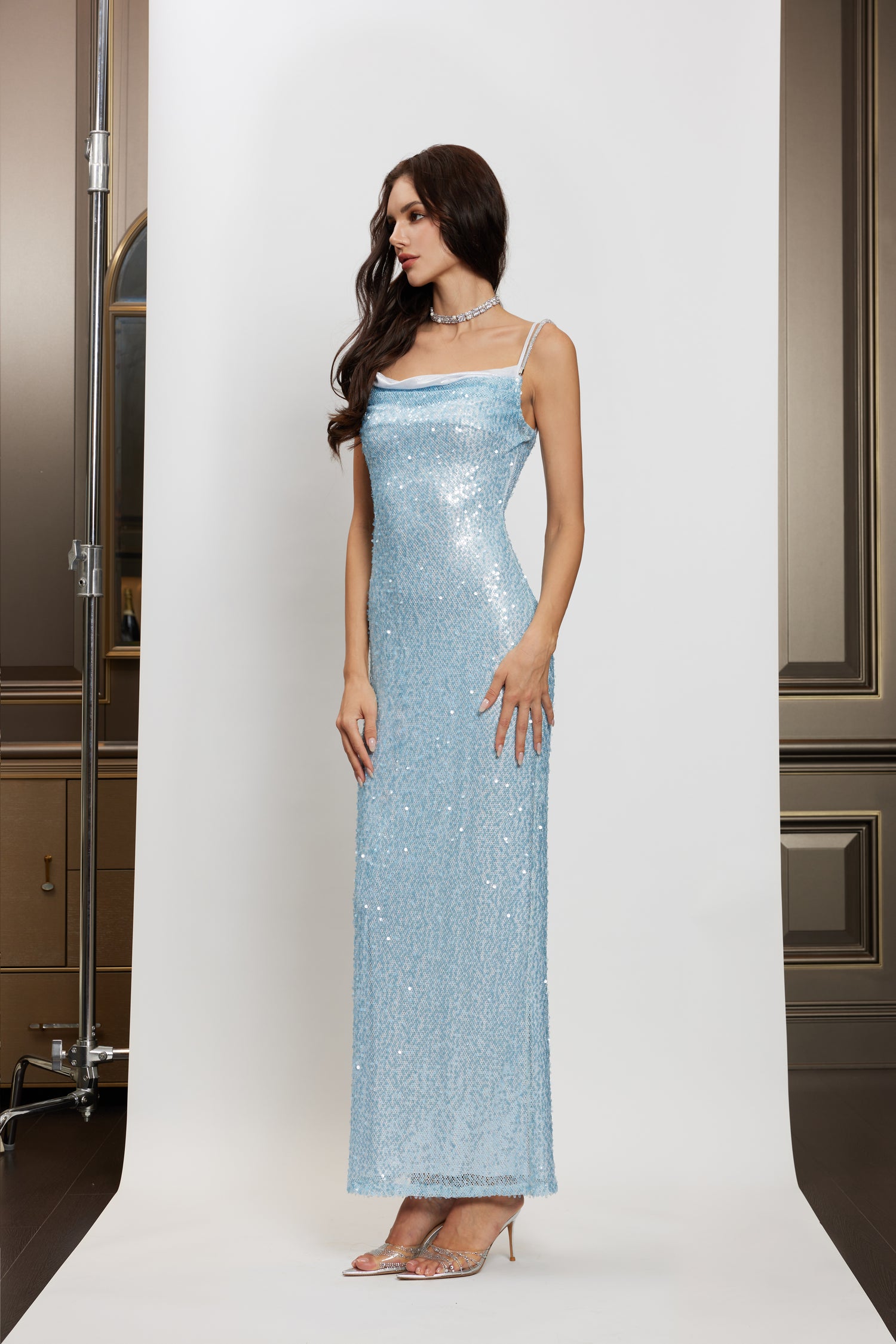 SheerLuck Freya Maxi Dress-blue