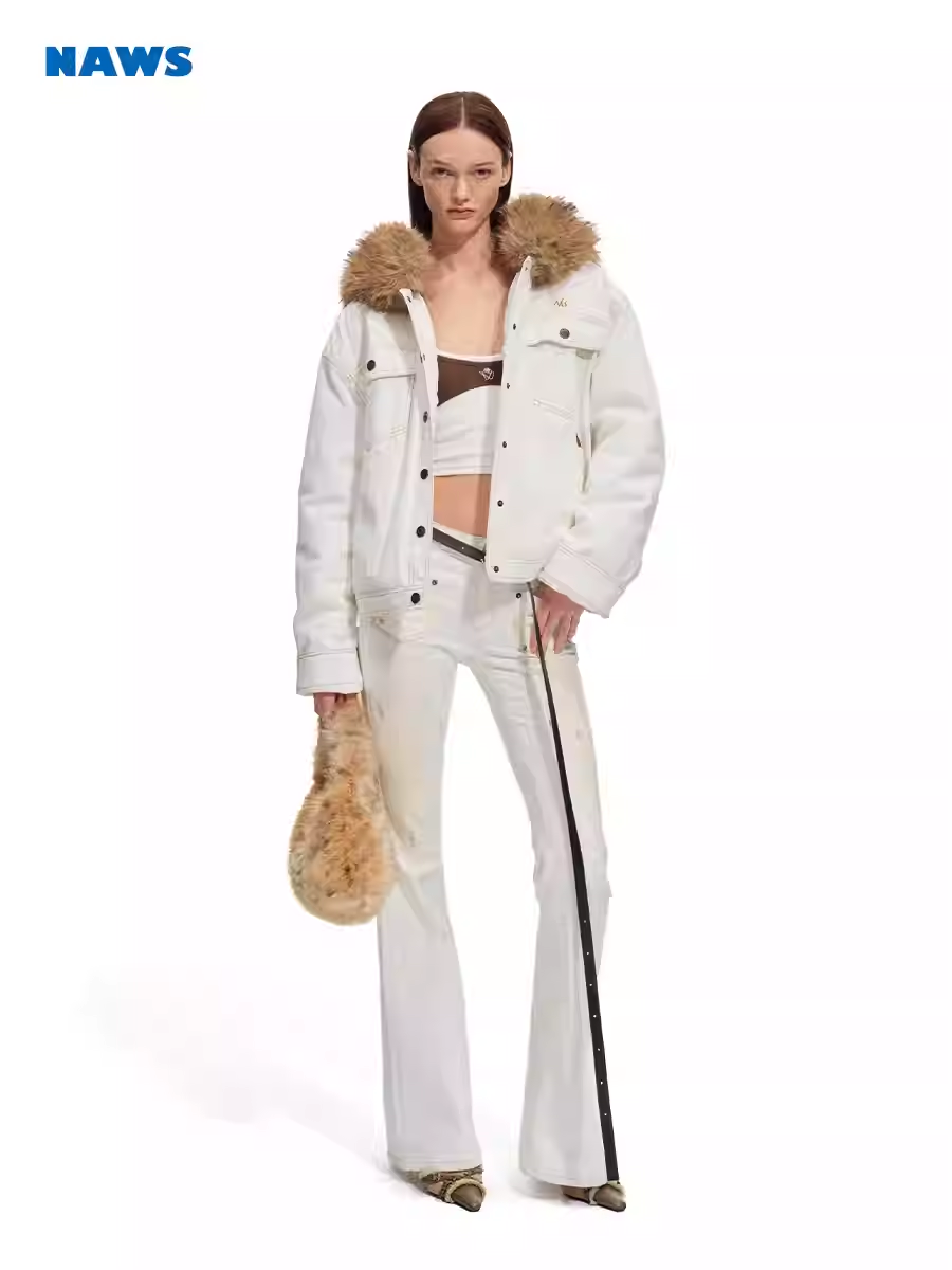 NAWS Polar Collection Denim Jacket with Fox Fur Collar