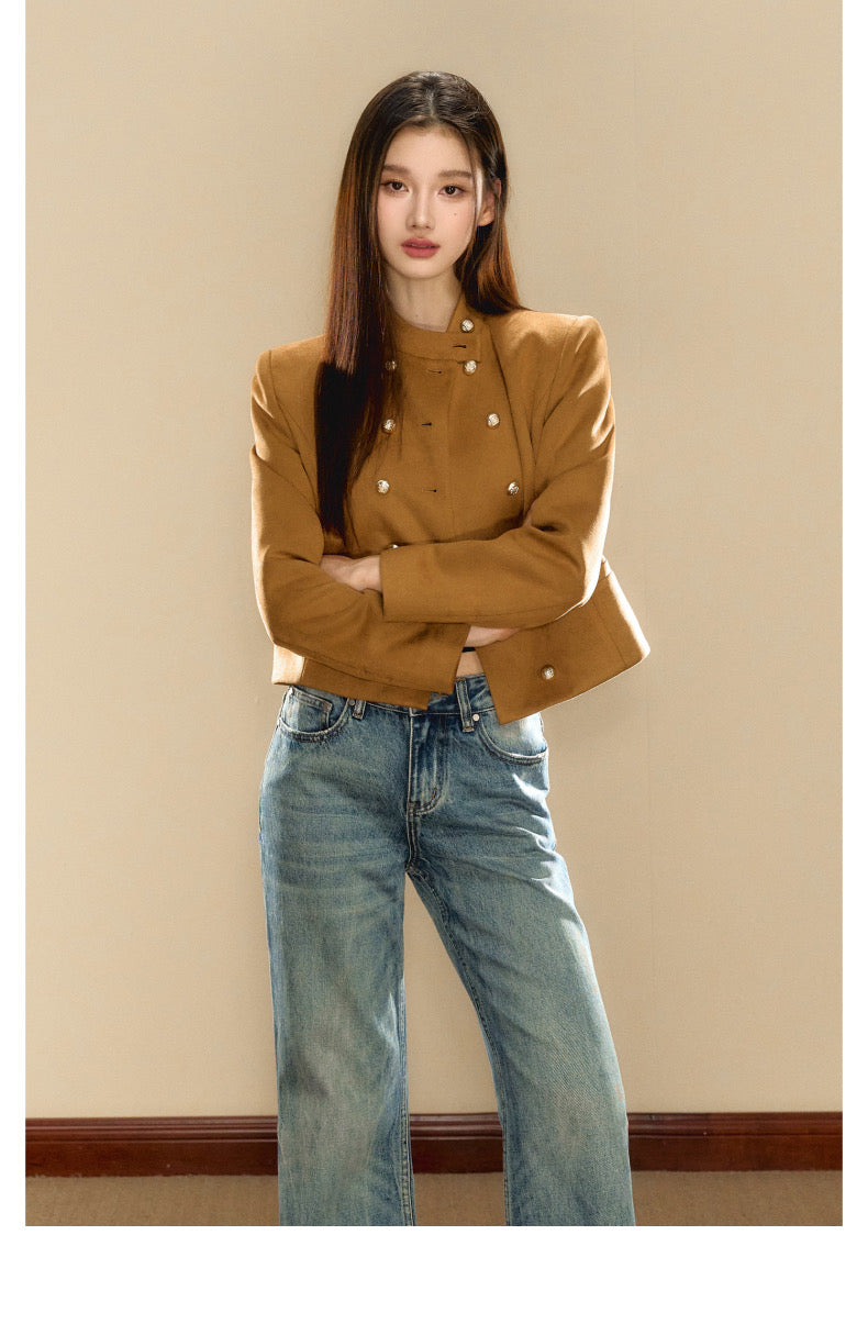 OShea Caramel Jacket &amp; High Waist Jeans