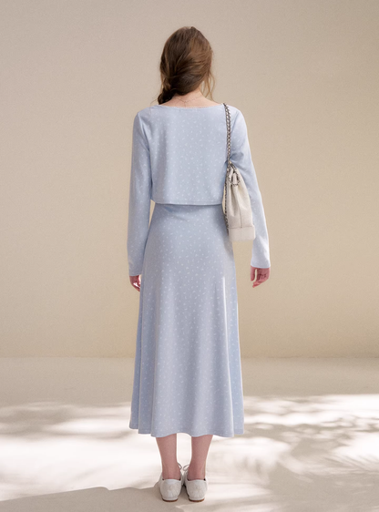 Kroche KZY2069&amp;KZY2070 Lace patchwork knit sweater + dress