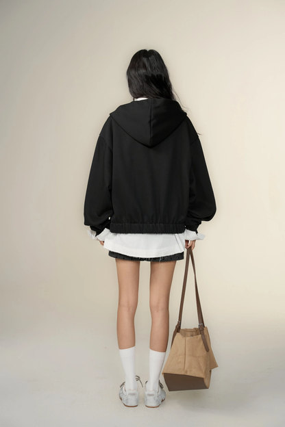 Chill Zoey Croissant mock-layered hoodie jacket