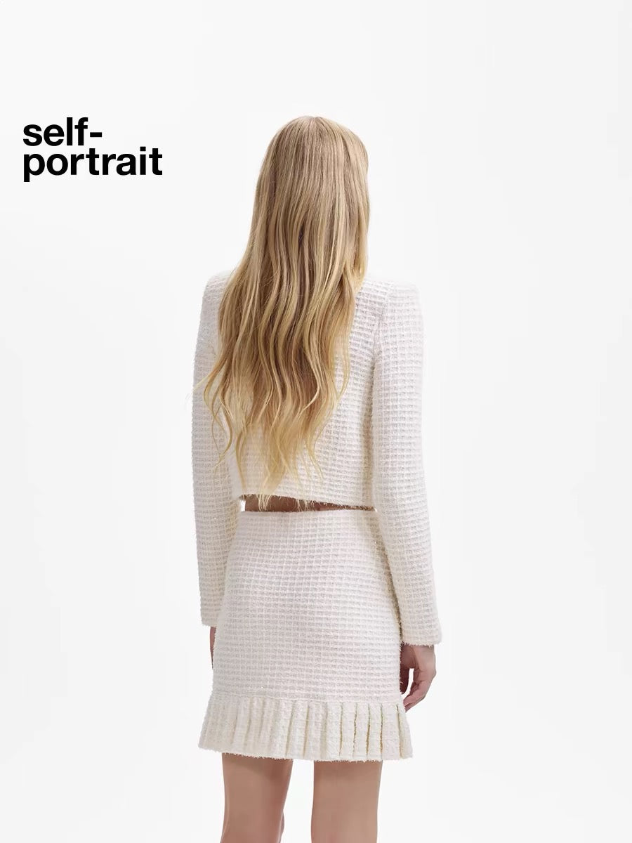 Self-Portrait WHITE BOUCLE JACKET